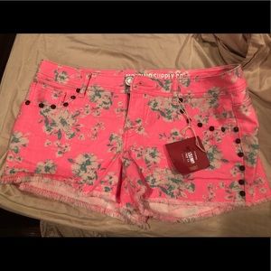 Mossimo pink floral jean shorts with studs